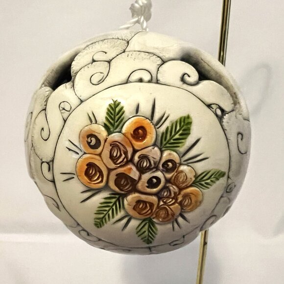 Handcrafted Croatian Ceramic Hanging Ornament with Raised Floral Design – Omiš - Picture 5 of 9